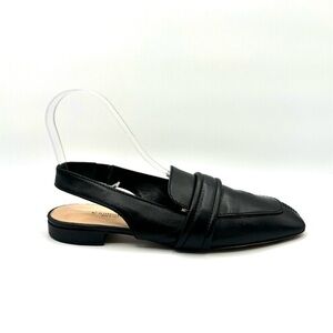 LA CANADIENNE BLACK LEATHER SANDALS SLINGBACK FLATS WOMEN MADE IN ITALY SIZE 39